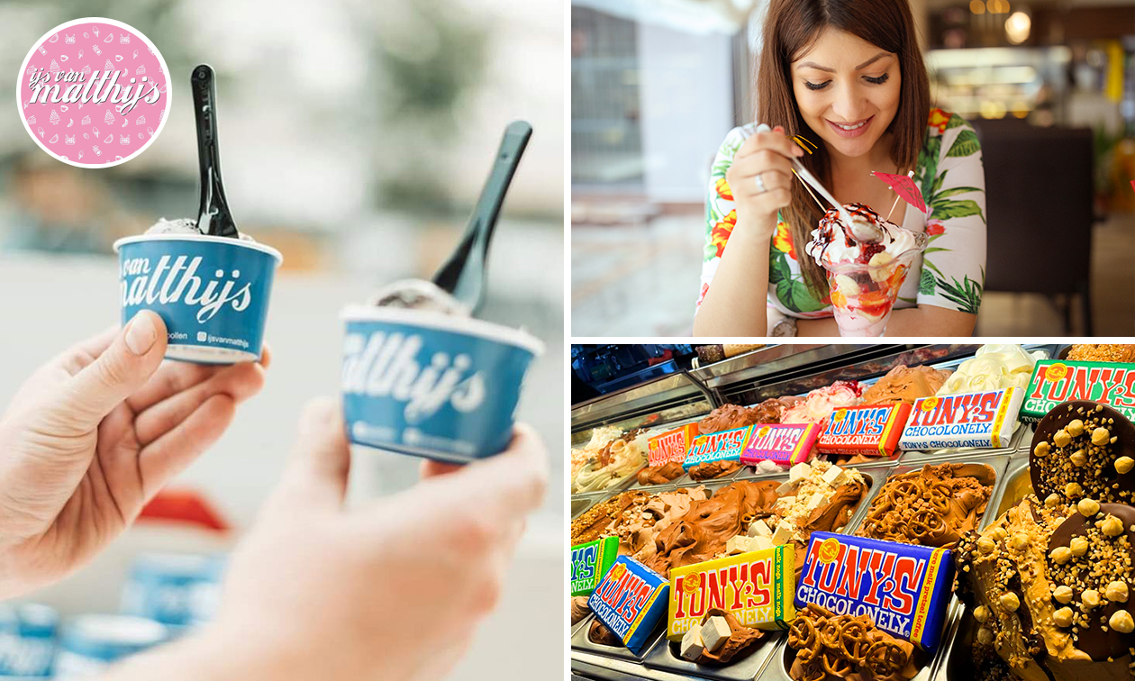 3 bollen ijs naar keuze per persoon voor 1 of 2 personen bij IJs van Matthijs Haarlemmerstraat