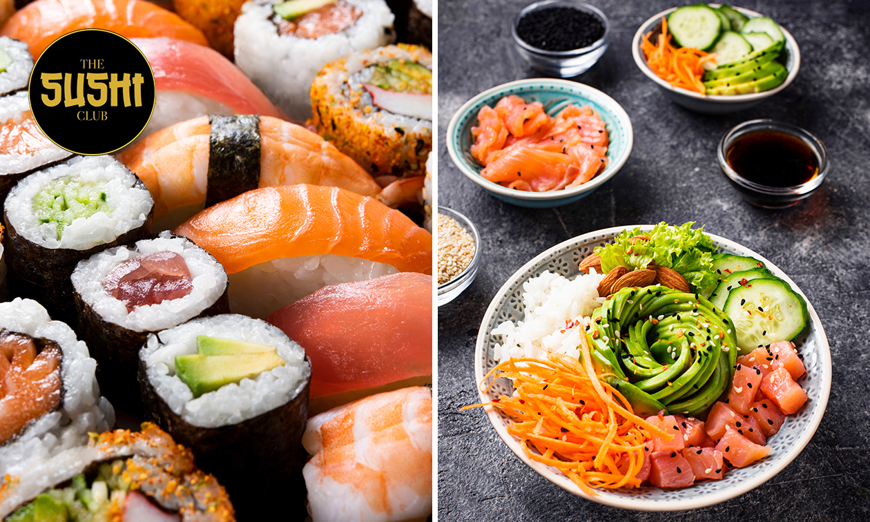 2 pokébowls of sushibox naar keuze (40 stuks) voor afhaal bij The Sushi Club