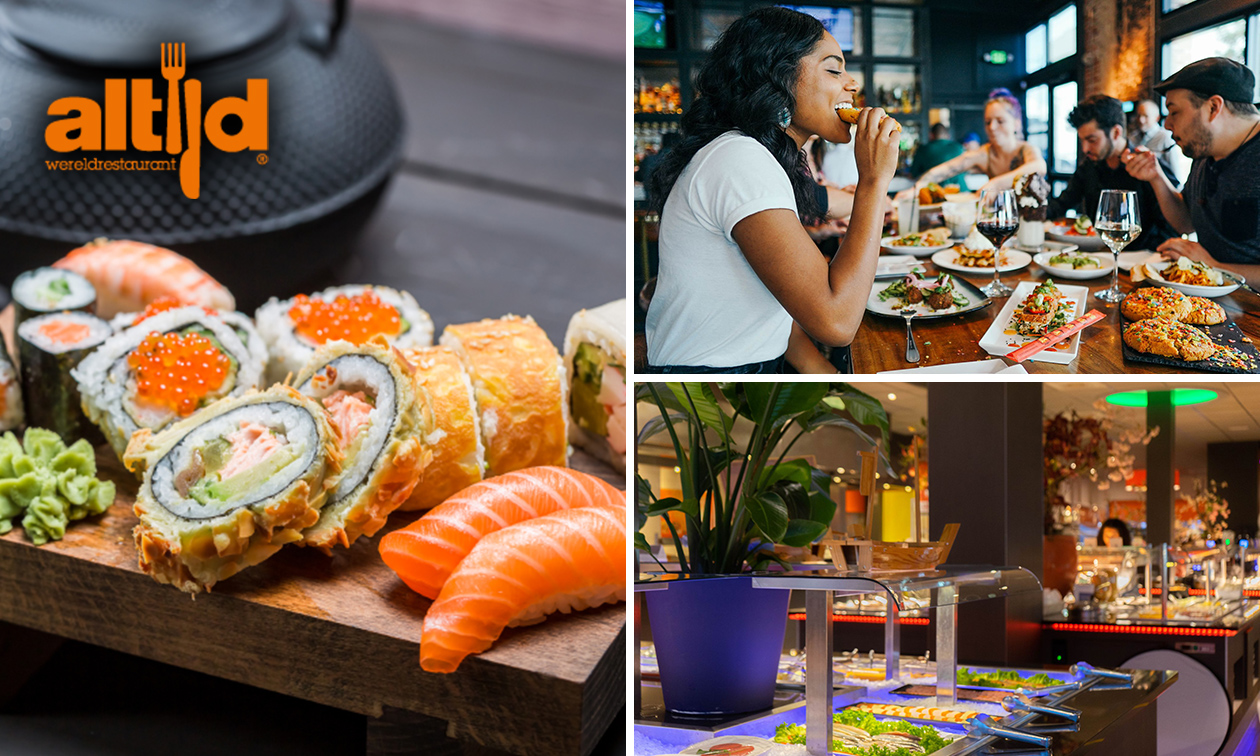 All-You-Can-Eat (2,5 uur) + 3 glazen bier/wijn + onbeperkt fris bij Altijd